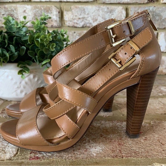 Banana Republic | Tan Leather Strappy Heels | 7 - Picture 1 of 7